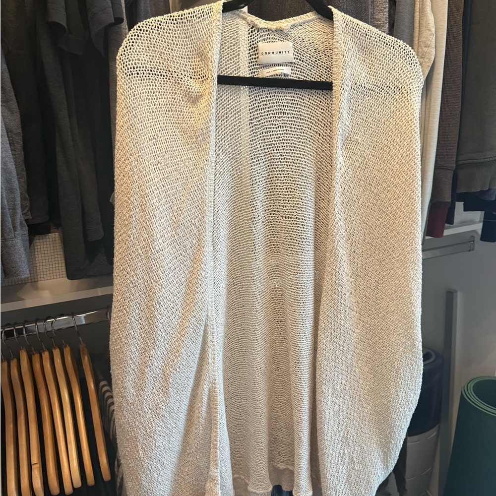 Aritzia Cream Open-Front Cardigan